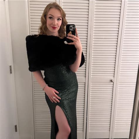 Coco Lane Rigbye in an emerald gown before a performance